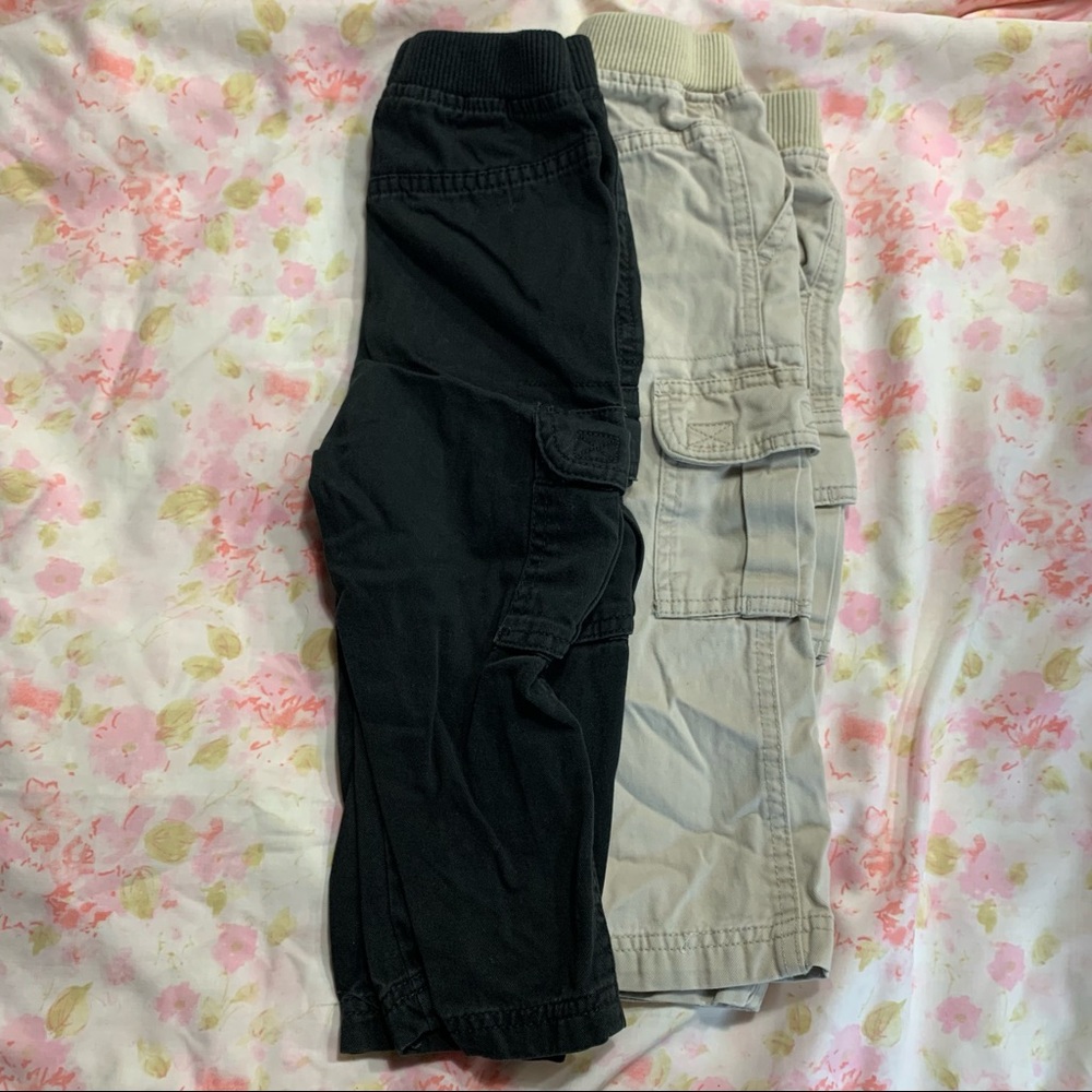 Bundle of 2 Cargo Pants, pull on Black & Khaki